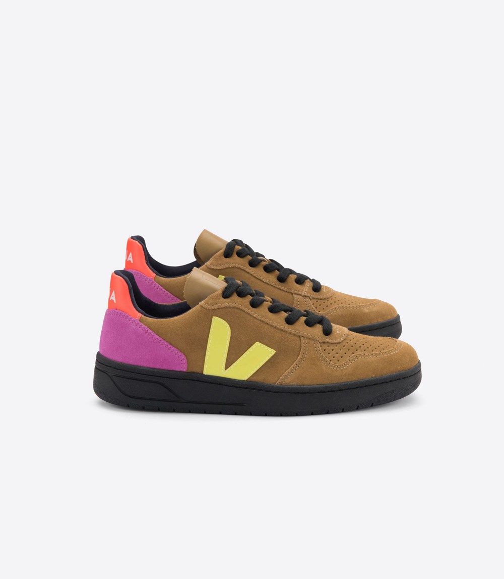 Veja Sneakers Mens - V-10 Bastille Suede Tent - Brown - 8690BYLKP